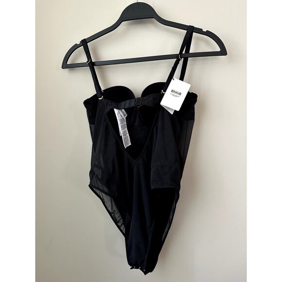 $260 Wolford Stretch Silk Bodysuit NEW Wired Bodysuit in Black Size MB - Picture 8 of 12
